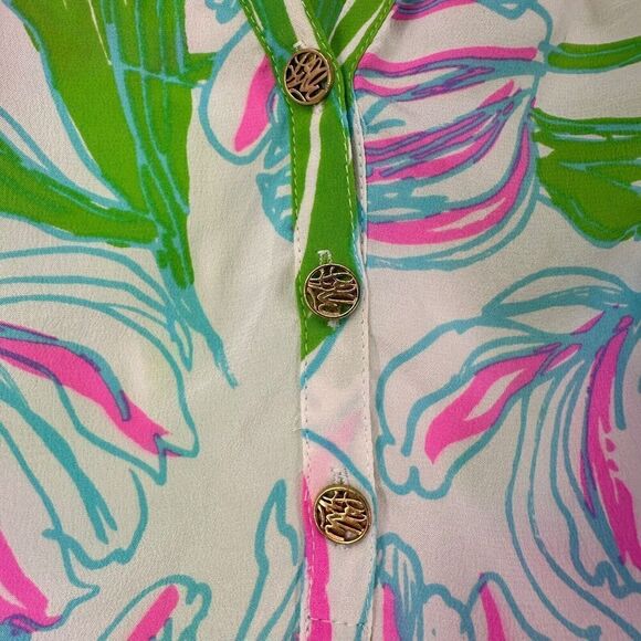 Lilly Pulitzer Silk Top Houston Ring The Bellboy Size XS Tulip Preppy Sleeveless - Picture 7 of 11